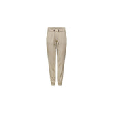 Beige Viscose Casual Pants
